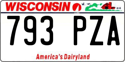 WI license plate 793PZA