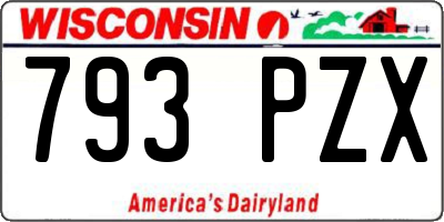 WI license plate 793PZX