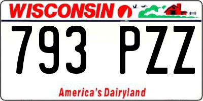 WI license plate 793PZZ