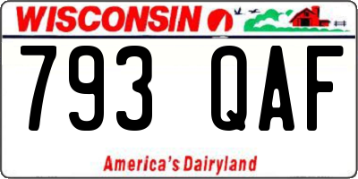 WI license plate 793QAF