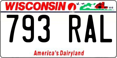 WI license plate 793RAL