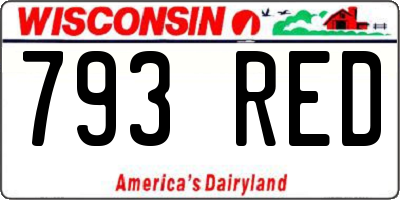 WI license plate 793RED