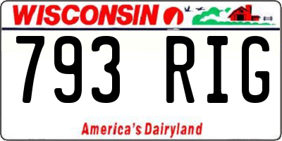 WI license plate 793RIG