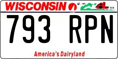 WI license plate 793RPN