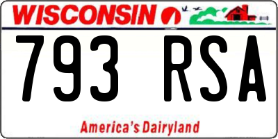 WI license plate 793RSA