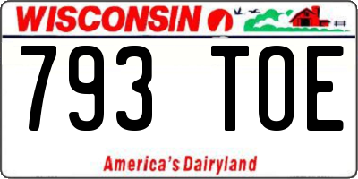 WI license plate 793TOE