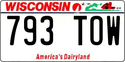 WI license plate 793TOW