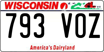 WI license plate 793VOZ