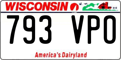 WI license plate 793VPO
