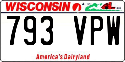 WI license plate 793VPW