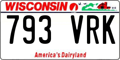 WI license plate 793VRK