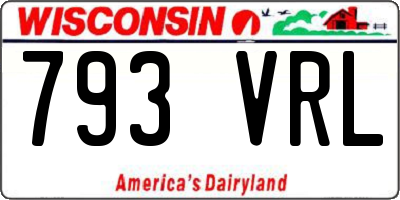 WI license plate 793VRL