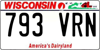 WI license plate 793VRN