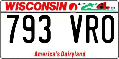 WI license plate 793VRO