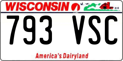 WI license plate 793VSC