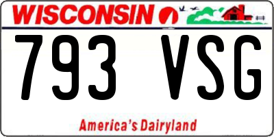 WI license plate 793VSG