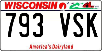 WI license plate 793VSK