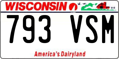 WI license plate 793VSM