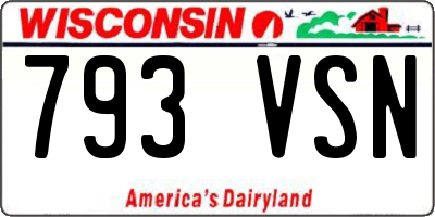 WI license plate 793VSN