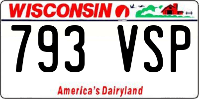 WI license plate 793VSP