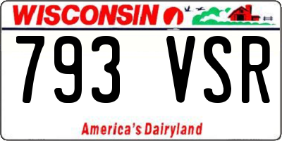 WI license plate 793VSR