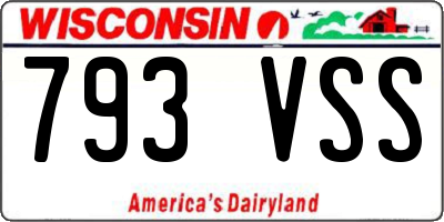 WI license plate 793VSS