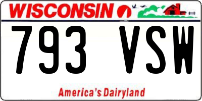 WI license plate 793VSW