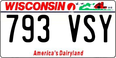 WI license plate 793VSY