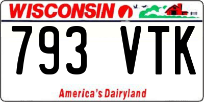 WI license plate 793VTK