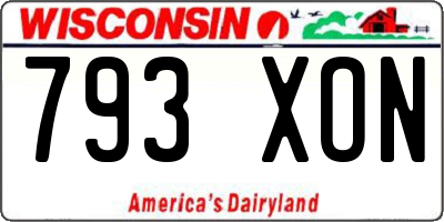 WI license plate 793XON