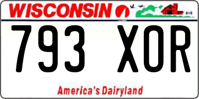 WI license plate 793XOR