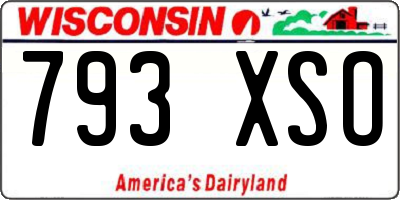 WI license plate 793XSO
