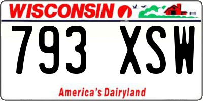 WI license plate 793XSW