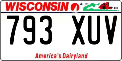 WI license plate 793XUV