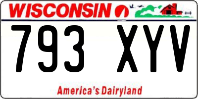 WI license plate 793XYV