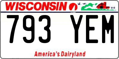 WI license plate 793YEM