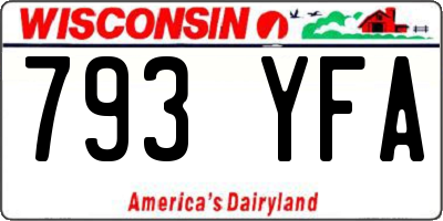 WI license plate 793YFA