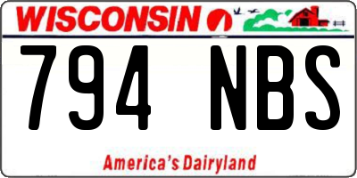 WI license plate 794NBS