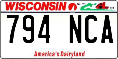 WI license plate 794NCA