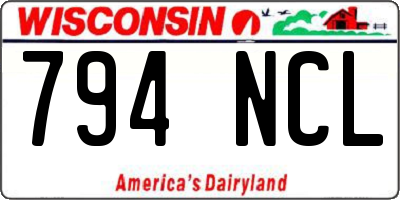 WI license plate 794NCL