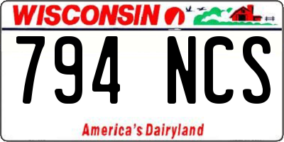 WI license plate 794NCS