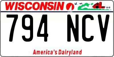 WI license plate 794NCV