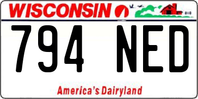 WI license plate 794NED