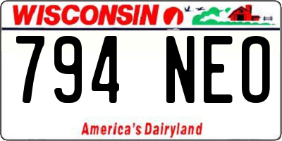 WI license plate 794NEO