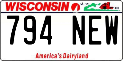 WI license plate 794NEW