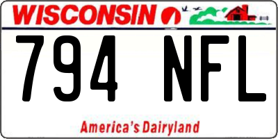 WI license plate 794NFL
