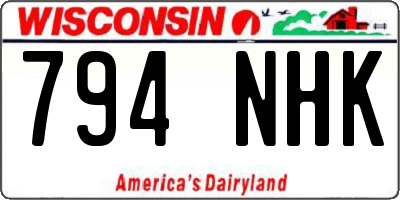WI license plate 794NHK