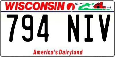 WI license plate 794NIV