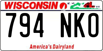 WI license plate 794NKO
