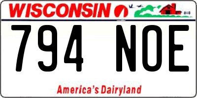 WI license plate 794NOE